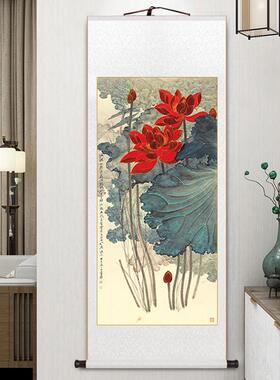 名家国画事事如意柿子画卷轴挂画新中式客厅装饰画松鹤延年玄关画