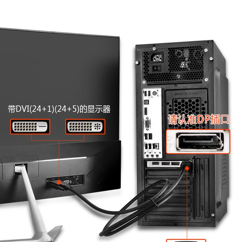 DP to DVI conversion cable computer chassis graphics card large DP to DVI to monitor converter adapter cable 1.5 meters