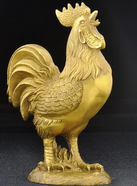 普生缘黄铜金鸡报晓公鸡摆件铜鸡进宝生肖鸡家居客厅玄关装饰