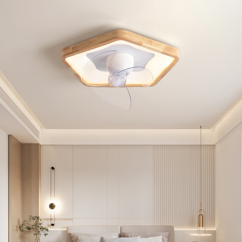 日式摇头a风扇灯遥控智能静音超薄北欧实木房间书房餐厅卧室吸顶 - 图1