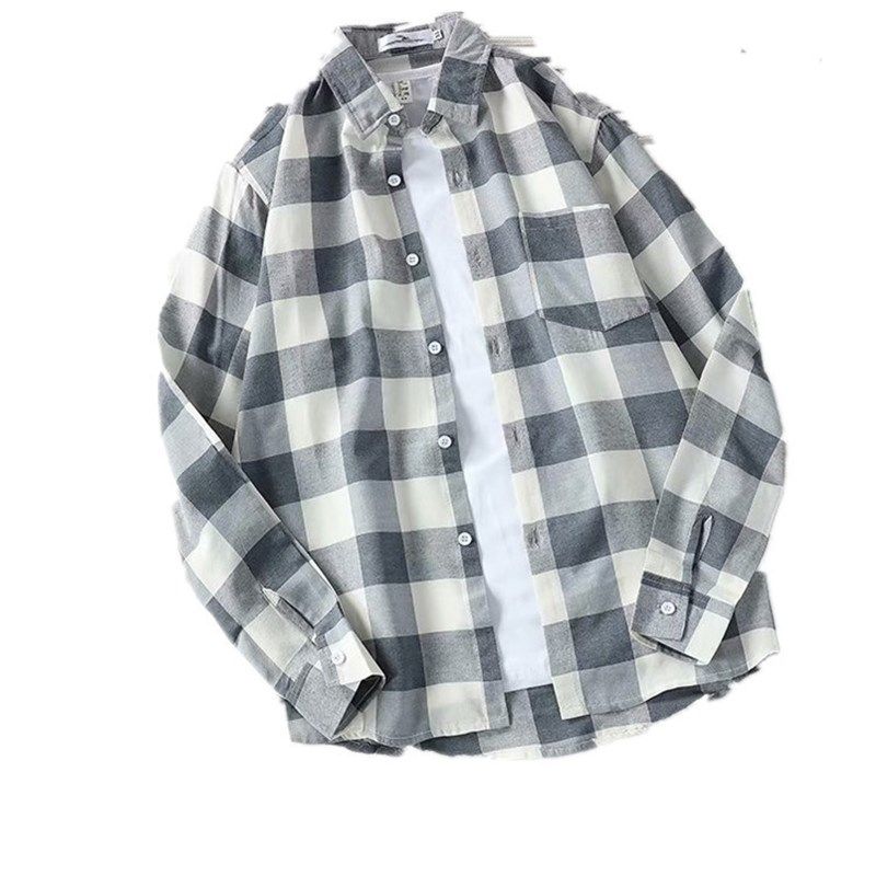 春秋款男士格子长袖衬衫潮牌韩版潮流帅气外套上衣服休闲百搭衬衣,淘宝优惠券,粉丝福利购,淘宝优惠卷