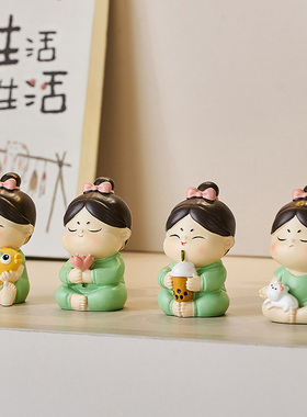 创意唐仕女摆件办公室桌面电脑工位显示器趴趴装饰品解压礼物