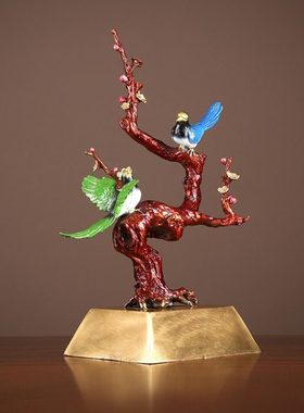 黄铜喜鹊登梅摆件家居装饰品客厅玄关办公室结婚公司开业乔迁礼品