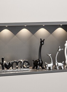 玄关轻奢一家四口小鹿家居装饰品摆件客厅电视柜酒柜套装组合