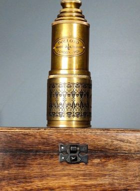 古玩回流纯铜手工单筒望远镜伸缩式复古高清望眼镜古董收藏