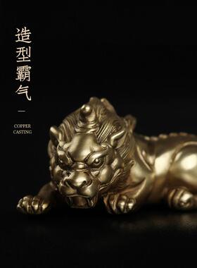 纯铜开口吸财笔绣柄件，办公玩盘，减压用，桌面小摆件，长辈书房