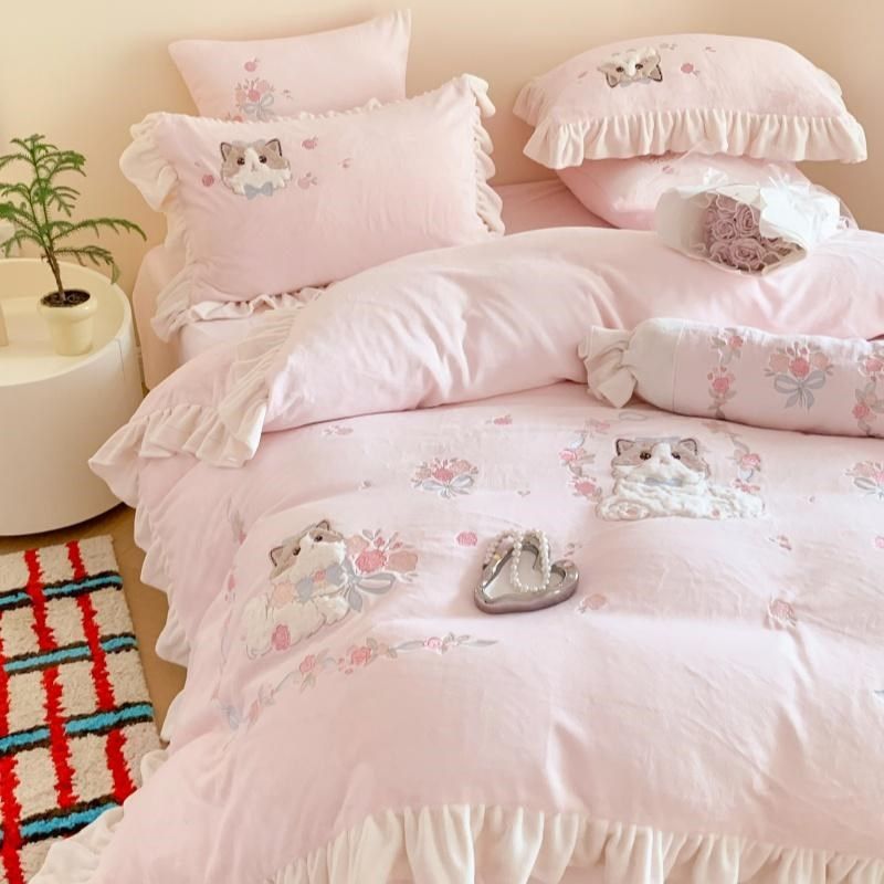 冬季少女可爱卡通加厚牛奶绒四件套珊瑚绒被套床单公X主风床上用,淘宝优惠券,粉丝福利购,淘宝优惠卷