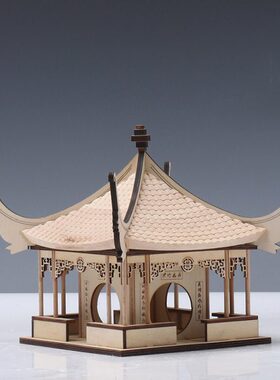 古檐书房摆件家居酒店新中式凉亭建筑办公桌创意软装饰品屋样板间