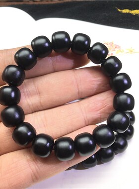 毕业新疆和田玉墨玉老型珠手链 精品墨玉黑羊脂玉料玉石饰品