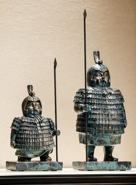 中式客厅兵马俑装饰品创意电视柜C博古架摆O件办公室展示柜摆设