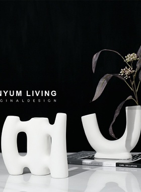 抽象白色陶瓷软装l饰品家居摆件样板房间电视柜书架博古架摆设