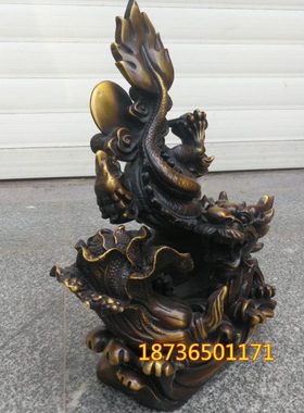 纯铜龙戏白菜百财生肖龙铜飞龙在天家居摆放动物工艺用品桌面摆件