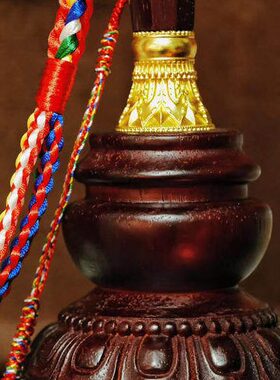 格萨尔王权杖实木底座木头底座高约11.5cm