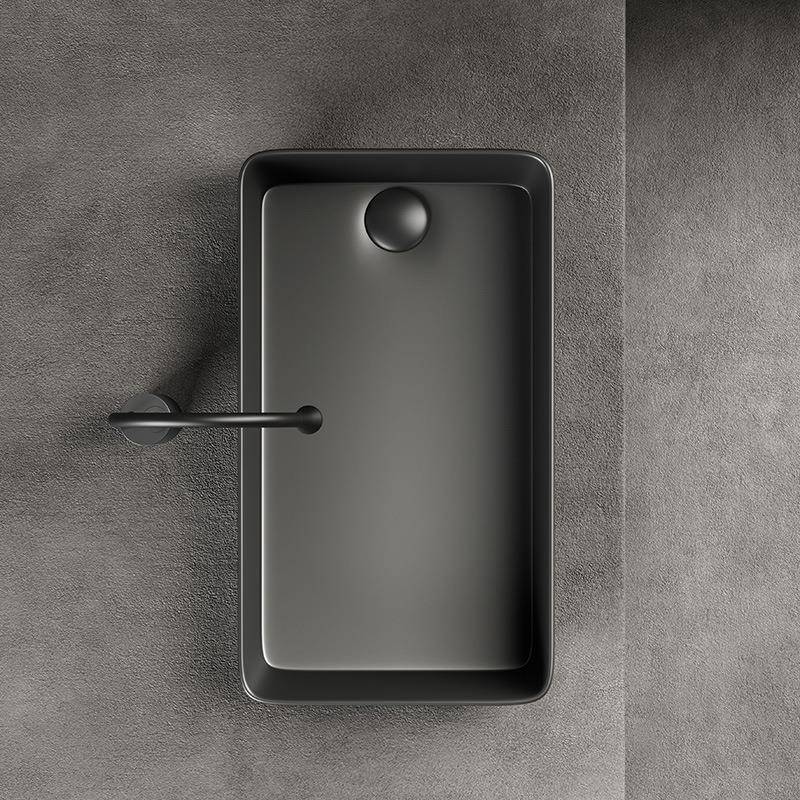 洗衣机左右侧边下落水亚光枪灰色台上盆侧排水宾馆洗脸间池陶瓷盘 - 图1