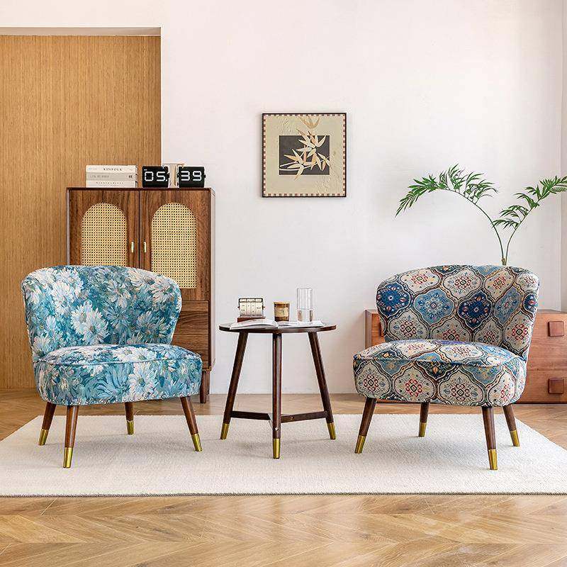 网红复古美式单人沙发椅卧室客厅阳台懒人椅民宿布艺实木休闲椅子,淘宝优惠券,粉丝福利购,淘宝优惠卷