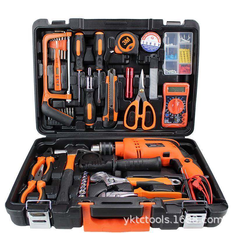 热卖冲击电钻五金电动工具套装家用木工电工维修工具箱收纳,淘宝优惠券,粉丝福利购,淘宝优惠卷