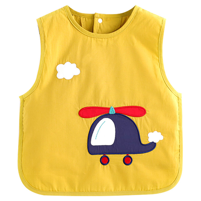 Children's Cartoon Eating Bibs Boy's Cotton Waterproof D Sleeveless Overshirt Baby Anti-Dirty Thin Cute Bib