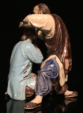 石湾公仔陶瓷摆件创意工艺精品餐厅复古摆设人物送老人家礼品公婆