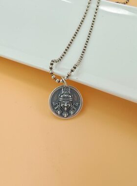 吊坠纯银复古项链扎基拉姆999/925个性藏传饰品银硬币原创古董女