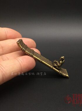 实心黄铜励志名言四训渔船香插摆件全铜渔翁竹排迷你一住香铜香插