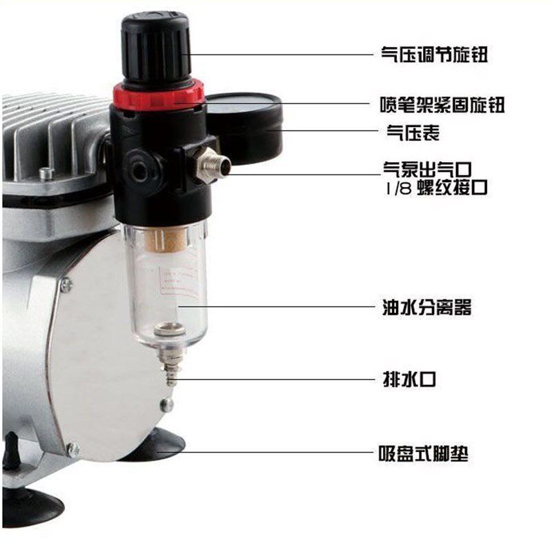 枪式喷笔116B喷枪套装静音小气泵空压机家具修补模型喷漆皮具上色 - 图2