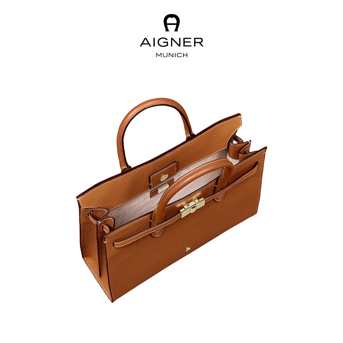 【新年礼物】Aigner FARAH 大号女士牛皮革手提包大容量经典通勤,淘宝优惠券,粉丝福利购,淘宝优惠卷