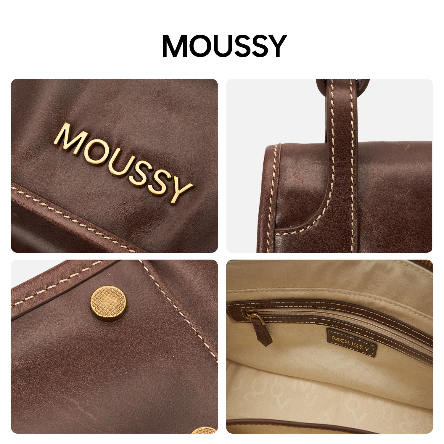 【汤圆TOYO】MOUSSY时间的温度手工缝线搽色腋下包牛皮真皮斜跨包,淘宝优惠券,粉丝福利购,淘宝优惠卷