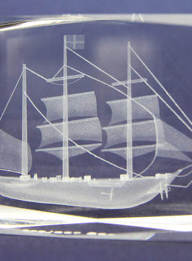 圣诞礼物水晶帆船工艺美术品一路顺F风办公桌摆件新年礼物一帆风