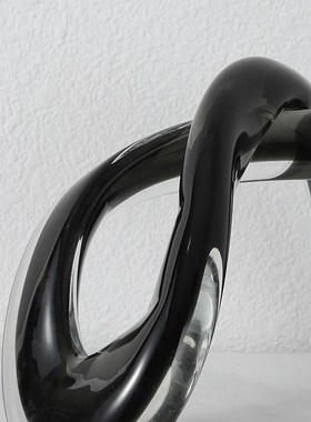 现代简约a黑白手工玻璃叉形摆件样板间家居客厅桌面创意装饰品摆