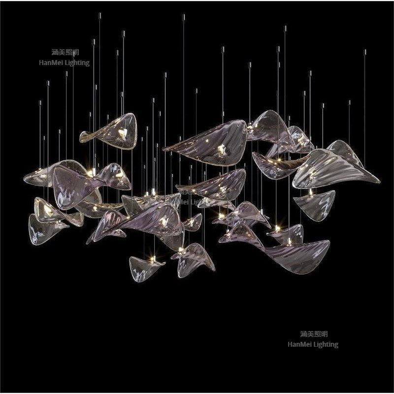 意大利轻奢荷叶玻璃吊灯现代酒店大堂宴会O厅高级感创意飞碟吊灯,淘宝优惠券,粉丝福利购,淘宝优惠卷