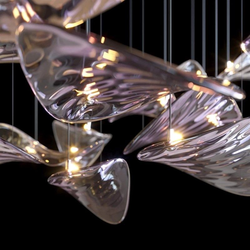 意大利轻奢荷叶玻璃吊灯现代酒店大堂宴会O厅高级感创意飞碟吊灯,淘宝优惠券,粉丝福利购,淘宝优惠卷