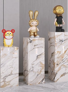现代轻奢a高级奢石岩板花架大摆件酒店客厅玄关简约落地装饰艺术