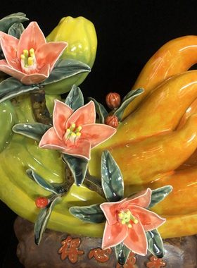 石湾公仔手工制作陶瓷佛手摆件家居创意新中式电视柜酒柜乔迁新居