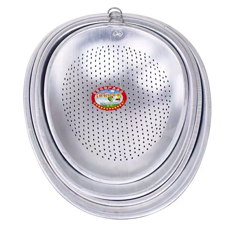 铝制品铝筲箕加厚簸箕不锈钢洗米盆洗菜蓝L沥水篮沥米饭漏筛家厨-图0