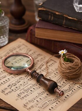 欧式复古木柄手持放大镜老人扩大镜办公家居装饰品摆件摄影道具