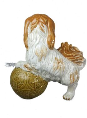 石湾陶瓷公仔手工艺配套家居装饰摆件桌面中式十二生肖狗贵宾犬