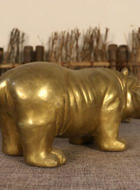 铜河马摆件 家用客厅玄关装饰工艺品摆件