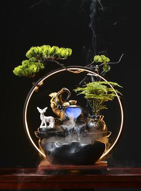 引进财富瑰宝流水，创意中式家居客厅、门厅、办公室循环水装修，