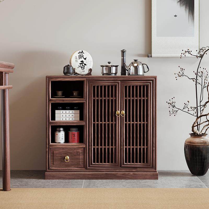 茶水柜实木胡桃木色茶水台茶边柜侧柜边几茶室烧水壶一体柜,淘宝优惠券,粉丝福利购,淘宝优惠卷