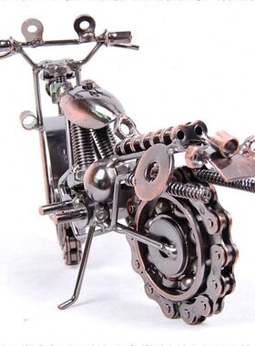 铁艺创意摩托车模型军人摆件美术铁丝工艺品落地服装店摆饰品橱窗