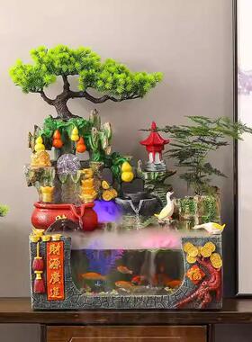 假山流水喷泉循环水鱼缸桌面摆件客厅办公室招财风水轮装饰开业礼