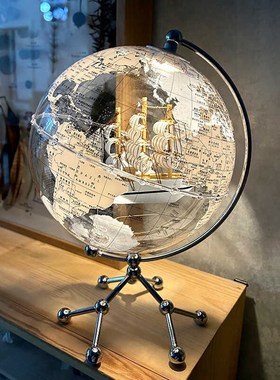 高端家居地球仪饰品礼品升级帆船灯豪K华客厅办公室生日礼品