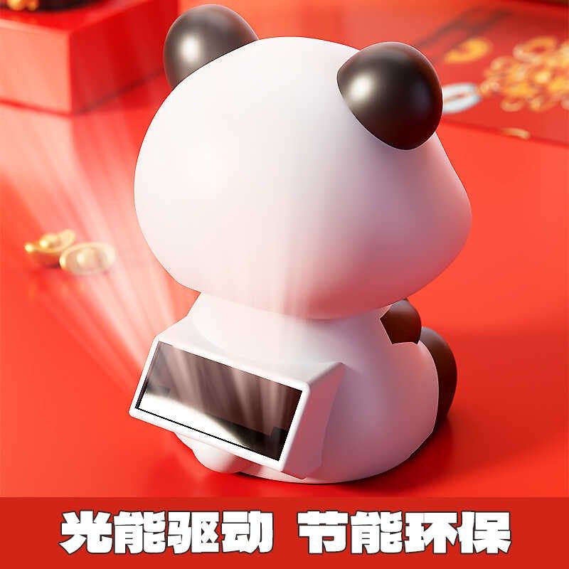 太阳能小号可爱大熊猫自动点头办C公室桌面汽车中控台摆件家居装,淘宝优惠券,粉丝福利购,淘宝优惠卷