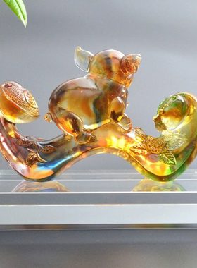 如意车摆件猪客厅摆件生日礼物琉璃创意可爱商务汽车定制刻字生肖