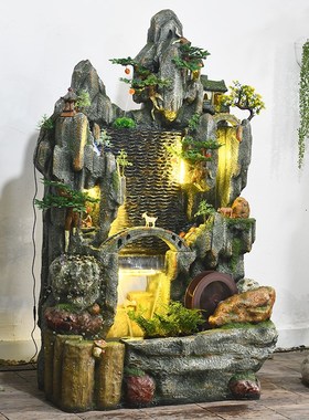 假山水幕墙流水喷泉养鱼缸池B酒店软装公司客厅景观落地摆件