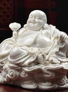 戴《祥化佛像云陶瓷摆件 笑 弥勒佛堂客厅玉佛》陈文德德白瓷艺术