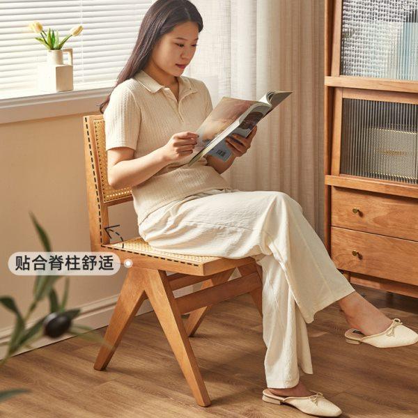 家逸实木休闲椅阳台藤编椅家用餐椅餐桌椅靠背椅书房简约学习椅子,淘宝优惠券,粉丝福利购,淘宝优惠卷