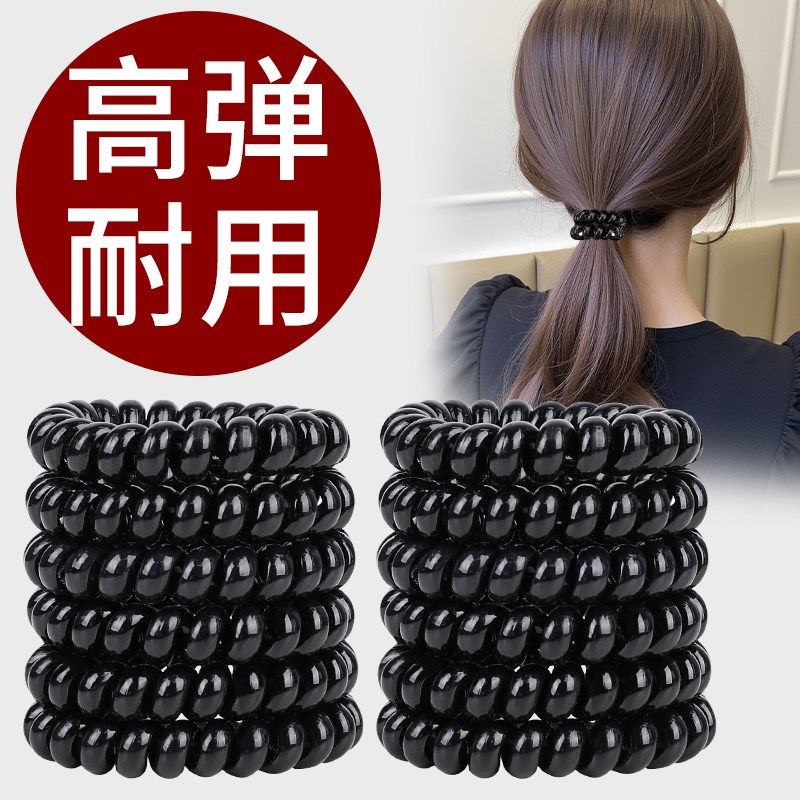 黑色百搭电话线发圈n女磨砂细粗款运动高级感扎头发发绳加粗橡皮,淘宝优惠券,粉丝福利购,淘宝优惠卷