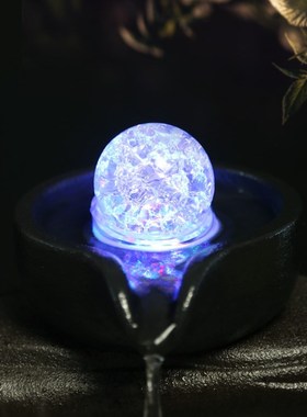 水流循环客厅家居循环水s流水招财办公室桌面小石磨流水摆件雾化