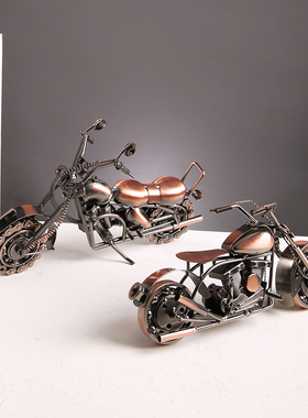 铁艺复古机车摆件模型金属机车电视柜酒柜装饰品男孩房间布置